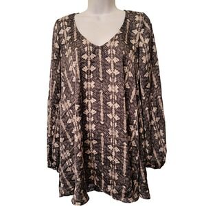 Show Me Your Mumu S Donna Michelle Tunic Dress Snake Print V Neck Long Sleeve